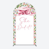 Aperturee - Aperturee Floral Pink Bachelor Cap She Did It Grad Arch Backdrop